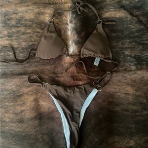 SHEIN Chocolate and White Bikini Set